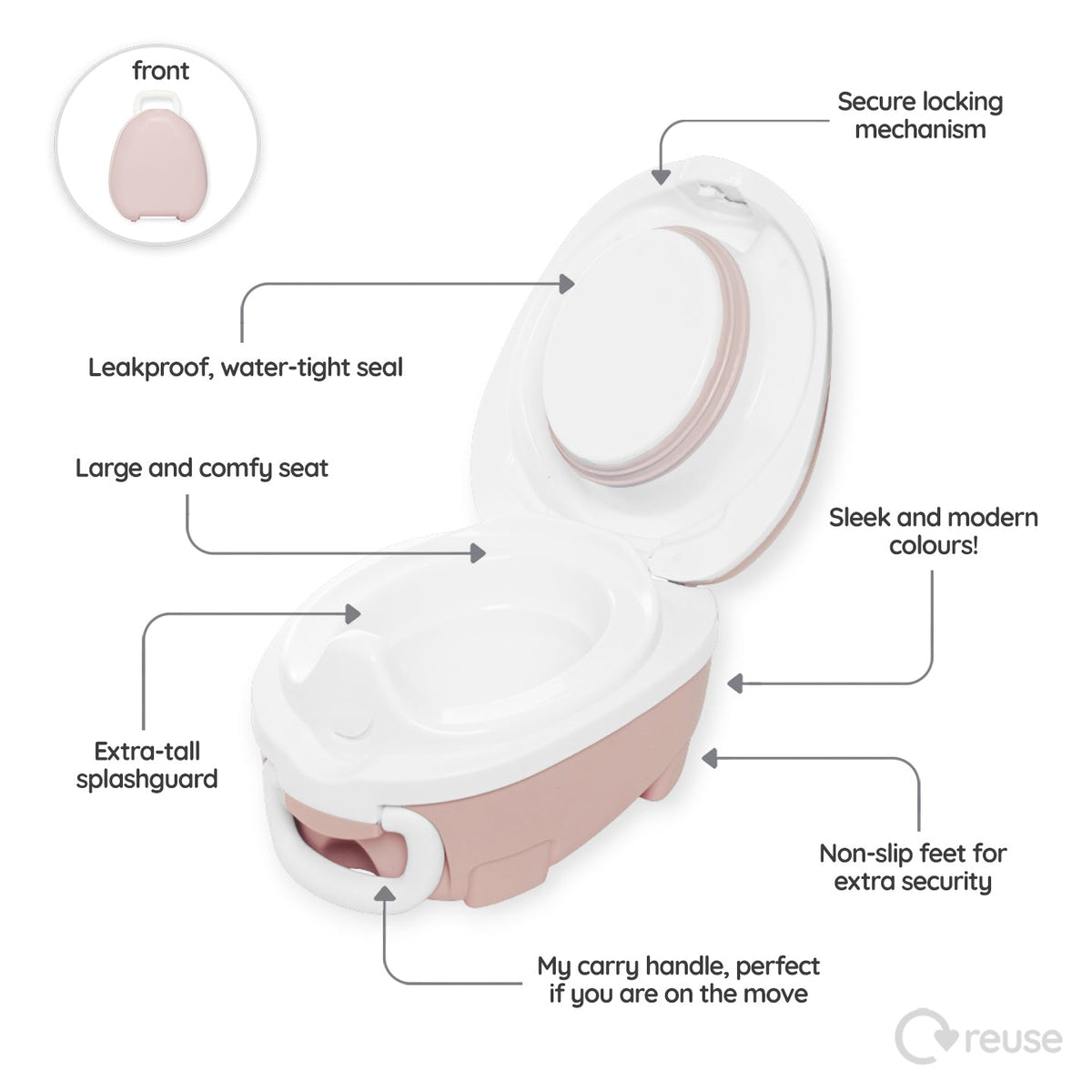 Blush Pink My Carry Potty®, Trainer Seat &amp; Step Stool - My Carry Potty®